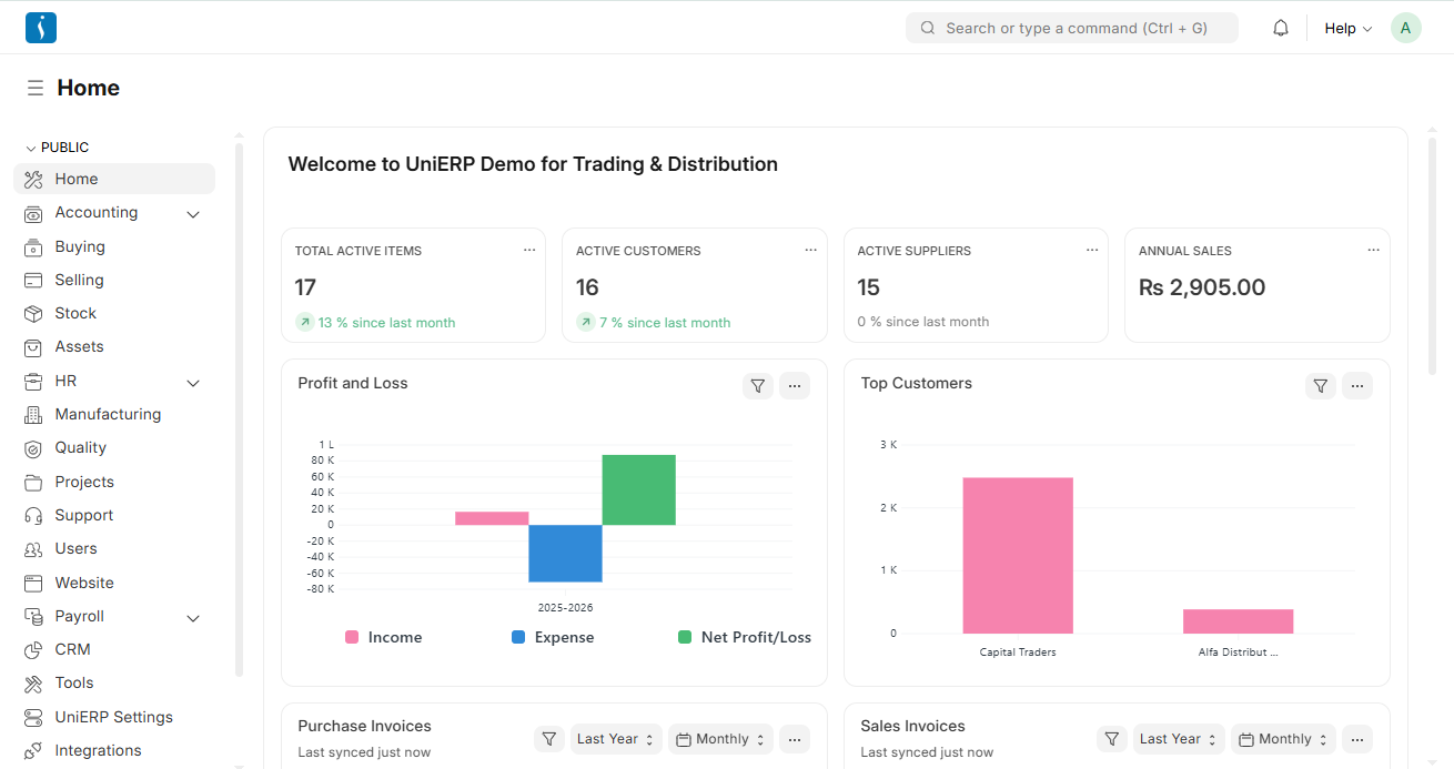 UniERP Distribution Dashboard