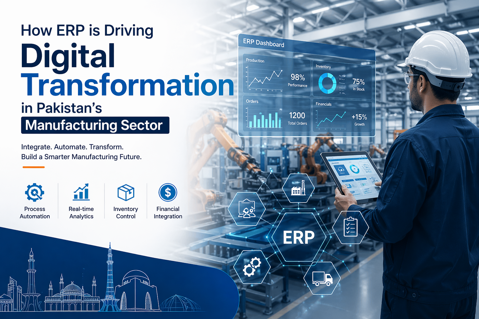 ERP software driving digital transformation in Pakistan’s manufacturing industry with smart factory automation, data analytics, and integrated production systems
